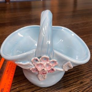 pretty ceramic blue basket - Perfect for flower arrangement or holding treasures